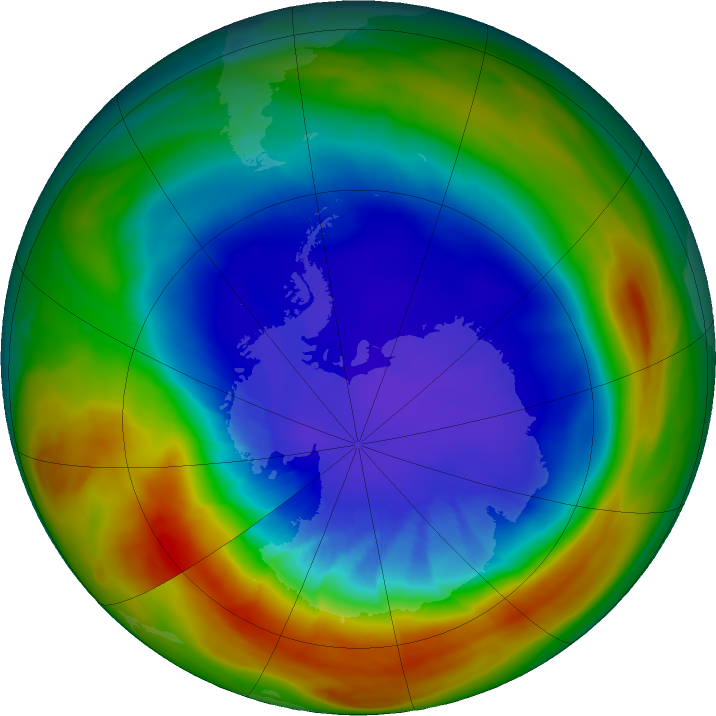 Antarctic ozone map for 15 September 2025